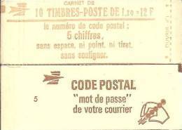 CARNET 1974-C 2a Sabine De Gandon "CODE POSTAL" Conf.5 Fermé Bas Prix Parfait état RARE - Modernes : 1959-...