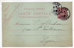 Entier Postal Semeuse Lignée --1908--n° 129 CP ( 542 ) --Béziers --34  Pour Lyon-69--cachets - Standard- Und TSC-AK (vor 1995)