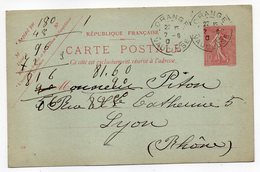 Entier Postal Semeuse Lignée --1904--n° 129 CP ( 408 ) --Orange--84  Pour Lyon-69--cachets - Cartes Postales Types Et TSC (avant 1995)
