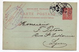 Entier Postal Semeuse Lignée --1904--n° 129 CP ( 407 ) -- Paris 116  -75   Pour Lyon-69--cachets - Standard Postcards & Stamped On Demand (before 1995)