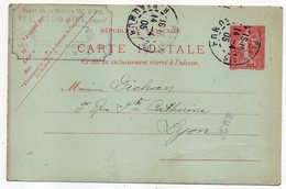 Entier Postal Semeuse Lignée --1905--n° 129 CP ( 447 ) -- Paris 116  - 75   Pour Lyon-69--cachets - Standard Postcards & Stamped On Demand (before 1995)