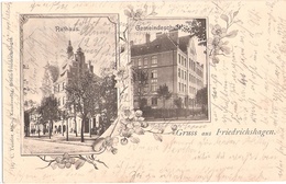 Berlin Friedrichshagen Rathaus Gemeindeschule Jugendstil Rahmen 7.8.1904 Gelaufen - Köpenick