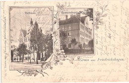 Berlin Friedrichshagen Rathaus Gemeindeschule Jugendstil Rahmen 7.8.1904 Gelaufen - Koepenick