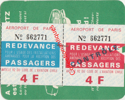 Aéroport De Paris Carte D'accès à Bord - Redevance Passagers Avec Contrôle - Publicité Hertz  - Années 60 - Europa