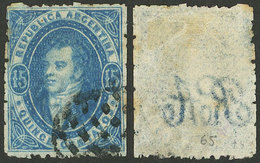 ARGENTINA: GJ.24g, 15c. Worn Impression, THIN PAPER (85 Microns), Excellent Quality! - Briefe U. Dokumente