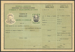 ARGENTINA: GJ.AAC-26, 1954/60 PO Box Payment 40P. (De Luca) , Mint, Complete With Slip, Excellent Quality, Rare! - Postal Stationery