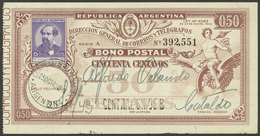 ARGENTINA: GJ.BOP- 15, 1938 Avellaneda 50c., Used, VF Quality, Rare! - Interi Postali