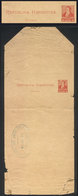 ARGENTINA: RARE PROOF Of Wrapper GJ.FAJ-24 Printed In Red Instead Of The Issued Grayish Green, With Datestamp Of Compañí - Ganzsachen