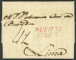 PERU: Entire Letter Sent To Lima On 7/JUL/1799 With 2-line BUENOS AYRES Mark Along 4½ Rating In Pen. Very Interesting Lo - Voorfilatelie