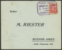 ARGENTINA: RARE RIVER MAIL: Cover Sent From Some Island Of The Tigre Delta To Buenos Aires On 8/MAR/1916, With Postage O - Cartas & Documentos
