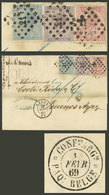 BELGIUM: PAQUEBOT BELGE: 27/JA/1869 Liege - Buenos Aires, Folded Cover Franked With 20c + 40c + 1Fr. Stamps, With Numera - Altri & Non Classificati