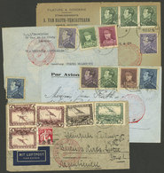 BELGIUM: 4 Airmail Covers Sent To Argentina Between 1935 And 1937 By DLH Germany, Handsome Postages And Postal Markings, - Other & Unclassified