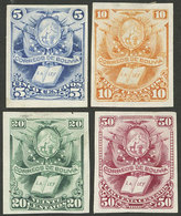 BOLIVIA: Sc.20/23, 1878 Law And Coat Of Arms, Imperforate PROOFS Printed On Thin Paper In The Issued Colors, One With Sm - Bolivie