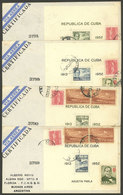 CUBA: Yvert 10/13, 1952 Agustín Parlá Aviator, The Set Of 4 S.sheets On Covers Used In Argentina, Very Nice! - Blocks & Kleinbögen