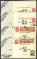 CUBA: Yvert 10/13, 1952 Agustín Parlá Aviator, The Set Of 4 S.sheets On Covers Used In Argentina, Very Nice! - Blocchi & Foglietti