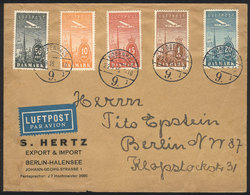 DENMARK: Sc.C6/C10, 1934 Copenhagen Towers, Cmpl. Set Of 5 Values On Cover Cancelled 22/SE/1936, VF Quality! - Poste Aérienne