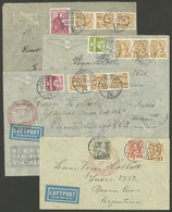 DENMARK: 4 Airmail Covers Sent To Argentina Between 1937 And 1939 By DLH, Interesting Group, VF Quality! - Storia Postale