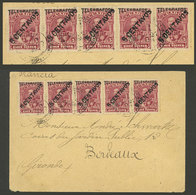 ECUADOR: 27/JA/1894 Quito - France, Cover Franked With Strip Of 5 Of 5c. Provisionals On Telegraph Stamp (Sc.38), With A - Ecuador