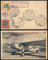 ECUADOR: 22 To 28/JUL/1932 Latacunga - Cuenca - Loja, Special Postcard Flown On First Flight Through 10 Provinces, With  - Equateur
