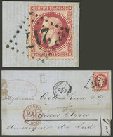 FRANCE: 6/NO/1868 Valentigney - Buenos Aires By British Mail, Folded Cover With Red Oval Mark Of The Sender "Peugeot Fre - 1863-1870 Napoleon III Gelauwerd