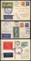 HUNGARY: 3 Cards With Marks And Cinderellas Of Special Flights Of 1934 (2) And 1937, Very Nice! - Covers & Documents
