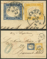 ITALY: 4/MAR/1861 Genova - Buenos Aires By British Mail, Folded Cover Franked With 1L. (20c. + 80c. Of Sardinia, Sc.12+1 - Other & Unclassified