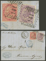 ITALY: 21/NO/1868 Sta. Margherita Ligure - Buenos Aires By French Mail, Folded Cover Franked By Sc.31 + 32, Very Nice! - Sonstige & Ohne Zuordnung