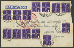 ITALY: 25/AU/1937 Roma - Paraguay, Airmail Cover Sent By Germany DLH With Notable 13L. Franking, On Back Transit Mark Of - Altri & Non Classificati