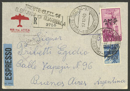 ITALY - TRIESTE: 17/DE/1949 Trieste - Argentina, Registered Airmail Cover Franked With 315L. (airmail Yvert 14 + Other V - Autres & Non Classés