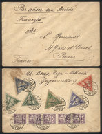 LATVIA: 10/MAY/1928 Riga - Paris (via Berlin), Airmail Cover With Nice Multicolor Franking On Back! - Letonia