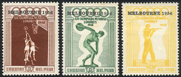 PERU: Yvert 117/119, 1956 Melbourne Olympic Games, The 3 Stamps With Red Overprint "AEREO" OMITTED, Very Rare, Mint But  - Peru