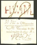 PERU: Circa 1800, Folded Cover Sent To Ica With HUAM Mark (of Huamanga) In Rust Red, Very Fine Quality! - Peru
