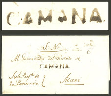 PERU: Official Folded Cover Sent To Acani With The Black Mark CAMANA Perfectly Applied And "6" Rating In Pen, Inside Rec - Perú