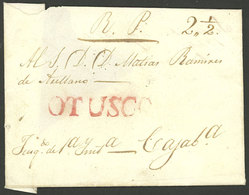 PERU: Folded Cover Dated 27/MAY/1844  With The Red Mark OTUSCO, Very Fine Quality! - Pérou