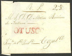 PERU: Folded Cover Dated 27/MAY/1844  With The Red Mark OTUSCO, Very Fine Quality! - Peru