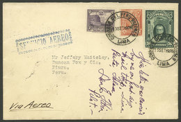 PERU: 13/SE/1928 Lima - Paita, FIRST FLIGHT, Cover Sent To Piura (with Arrival Backstamp Of The Same Day) And Signed By  - Perù