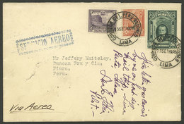 PERU: 13/SE/1928 Lima - Paita, FIRST FLIGHT, Cover Sent To Piura (with Arrival Backstamp Of The Same Day) And Signed By  - Peru