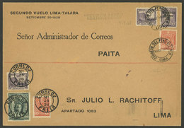 PERU: 19/SE/1928 Second Flight Lima - Paita - Lima, Cover With Double Postage To Pay The Rating Of Both Flights, Using S - Perú