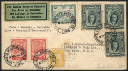 PERU: 3/MAY/1929 Lima - New York, Test Flight Lima - Cristobal (Panama Canal), Cover With Mixed Postage Of Peru And Colo - Peru