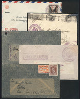 PERU: OCCUPIED TERRITORIES IN ECUADOR, Military Airmail Services In The Occupied Ecuador Area: Group Of 5 Covers Flown I - Perù