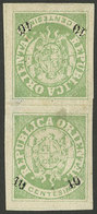 URUGUAY: Sc.25a, 1966 Escudito Overprinted 10c., TETE-BECHE Pair, Mint Without Gum, Small Thin On Back, Very Good Front, - Uruguay