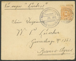 URUGUAY: Rare Mark Of STEAMER LONDRES: Cover Sent To Buenos Aires On 8/JUL/1915 Franked With 4c., Cancelled "ESTAFETA FL - Uruguay