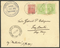 URUGUAY: RARE CANCEL OF STEAMER MONTEVIDEO Of Compañía Argentina De Navegación Nicolás Mihanovich Ltda., Cover Sent From - Uruguay