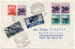 TRIESTE 1948. Cover Bearing Several Stamps From Trieste To Monfalcone, Gorizia - Poste Aérienne