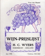 Wijn-Prijslijst Juni 1938 - H. C. Wyers Dordrecht - Holland - Culinaria & Vinos
