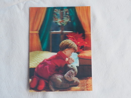 3d 3 D Lenticular Stereo Postcard Child In Prayer   A 203 - Stereoscope Cards