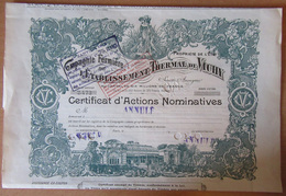 Achat Immédiat - Etablissement Thermal De Vichy - Certificat D'actions Nominatives - Annulé - 1912 - Perfumes & Belleza