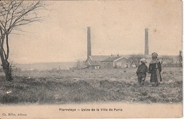 RARE !!! CPA 95 -- PIERRELAYE -- Usine De La Ville De Paris + Petite Animation - Pierrelaye