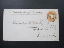Indien 1901 GA Umschlag Via Brindisi / Germany Yercaud - Fredericia Dänemark Rückseitig Sea Post Office Stempel - 1882-1901 Imperium