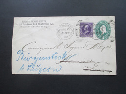 USA 1895 GA Umschlag Mit Zusatzfrankatur Nr. 63 San Francisco - Hannover Weitergeleitet Bürgenstock B. Luzern Park Hotel - Covers & Documents